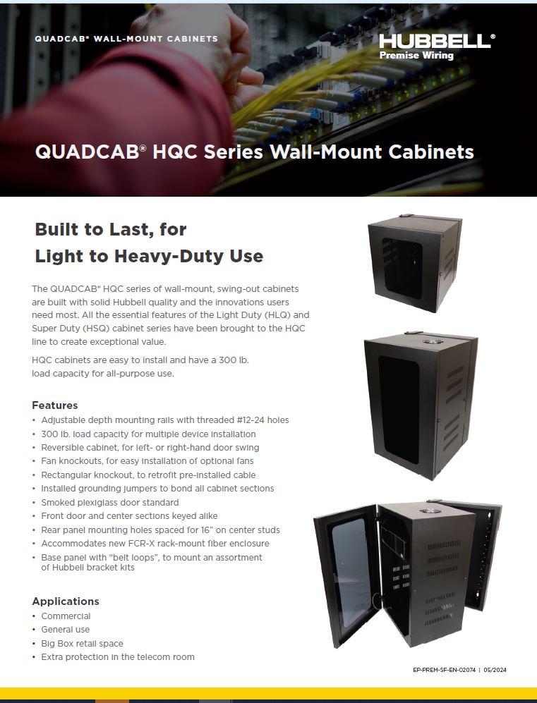quadcab QUADCAB® HQC Series Wall-Mount Cabinets Sell Sheet